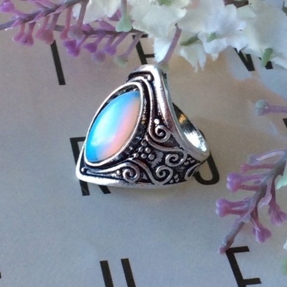 🌸 3PC EARRINGS RING NECKLACE ROSE QUARTZ SET BOHO CHIC BUNDLE BOHEMIAN SILVER - Picture 3 of 6